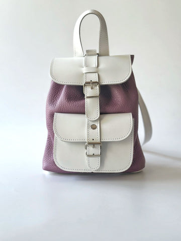 Mini leather backpack "Filia" Purple White