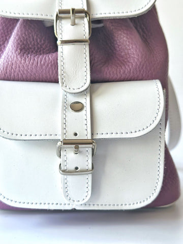 Mini leather backpack "Filia" Purple White