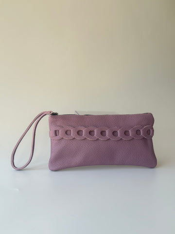 Infinity Leather Clutch Purple