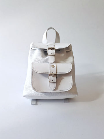 Mini leather backpack "Filia" White