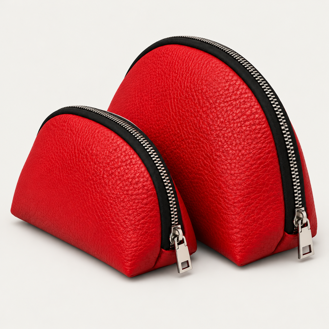Ellipse Cosmetic Bag – Big & Small — Grecorium leather accessory on a neutral background