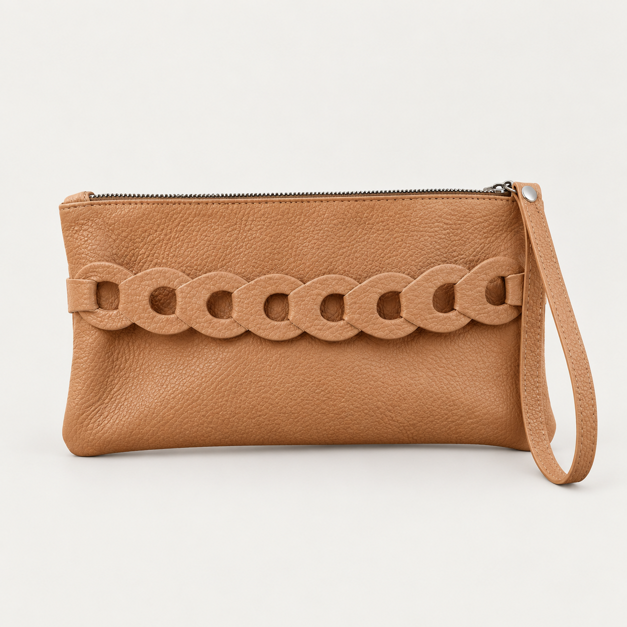 Infinity Clutch — Grecorium leather accessory on a neutral background