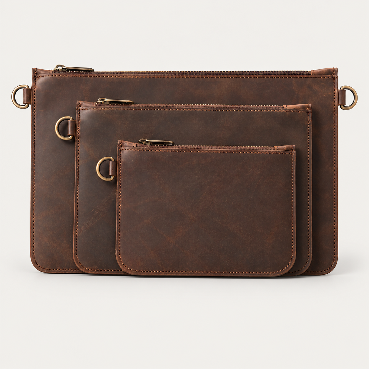 Flat Clutch – 3 Sizes — Grecorium leather accessory on a neutral background