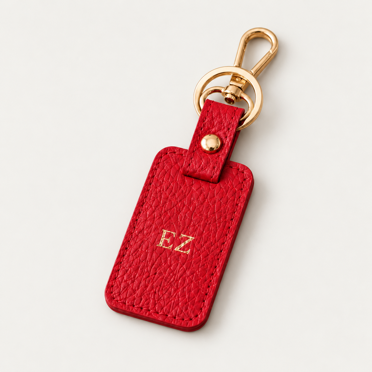 Rectangular Keychain No. 1 — Grecorium leather accessory on a neutral background