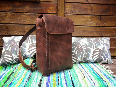 Full Grain Leather Laptop Backpack, Minimalist Rucksack