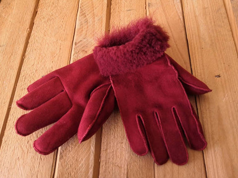 Kids Leather gloves sheepskin wool personalized with name/ initials