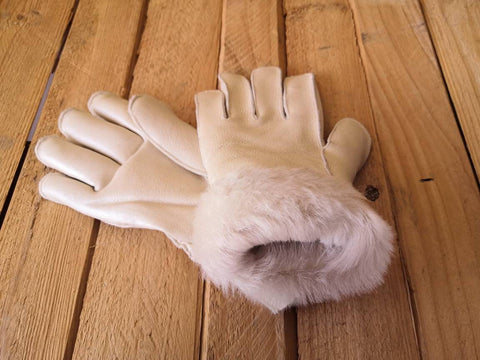 Kids Leather gloves sheepskin wool personalized with name/ initials