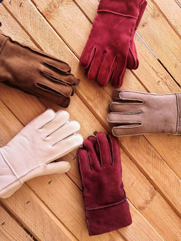 Kids Leather gloves sheepskin wool personalized with name/ initials