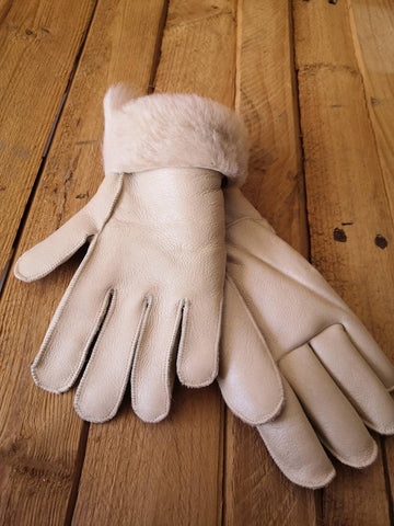 Kids Leather gloves sheepskin wool personalized with name/ initials