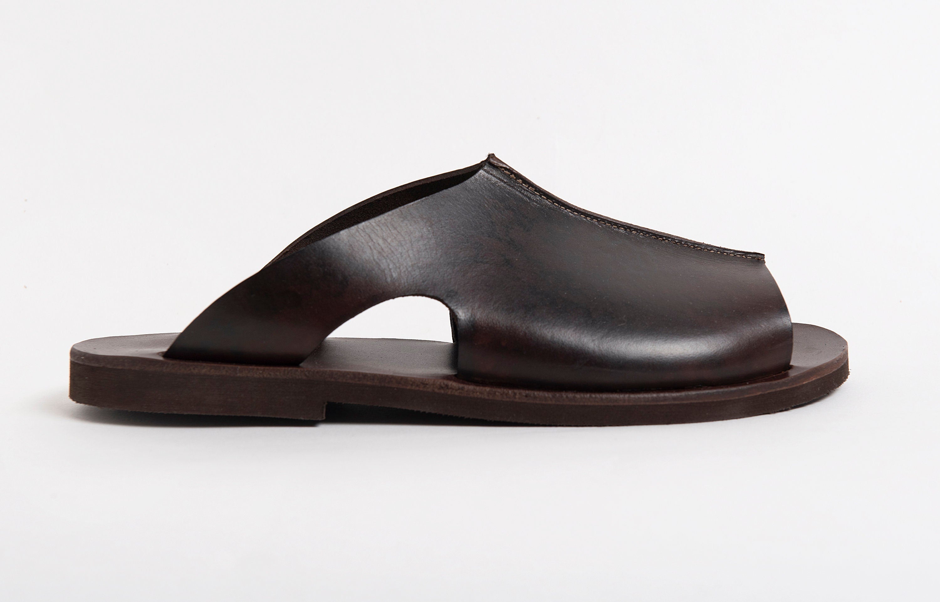 BROWN SLIDES MEN, genuine leather summer shoes men "Homeros"