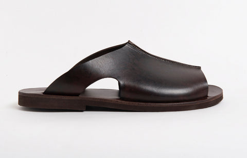 BROWN SLIDES MEN, genuine leather summer shoes men "Homeros"