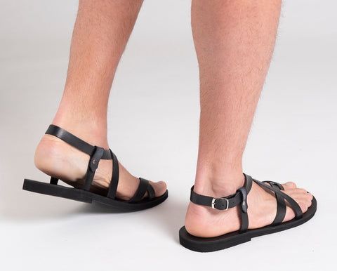 Handmade Greek Leather Strap Sandals: Summer Mens Shoes
