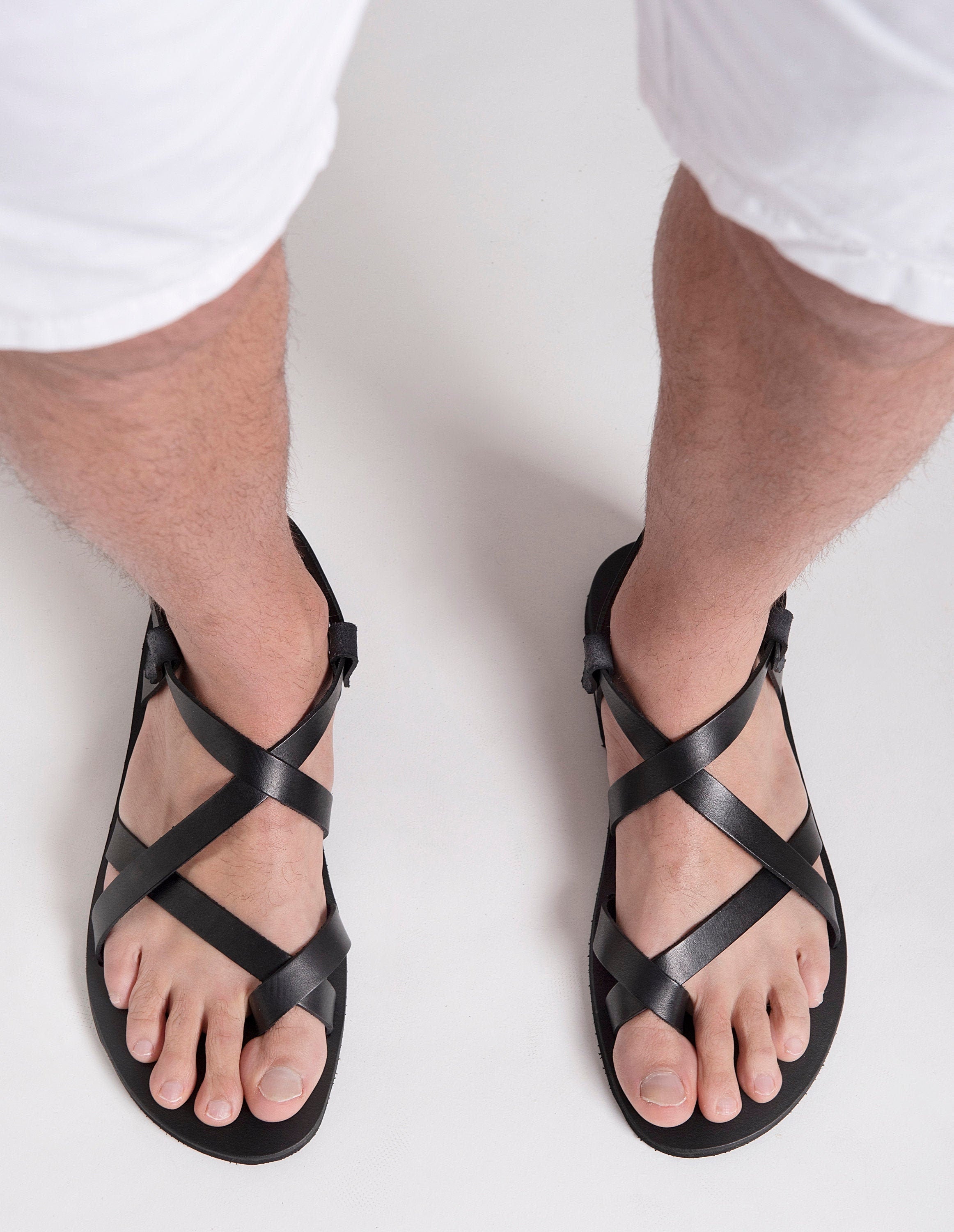 Handmade Greek Leather Strap Sandals: Summer Mens Shoes