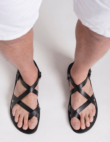 MENS LEATHER SANDALS, strappy summer shoes men "Zeus"