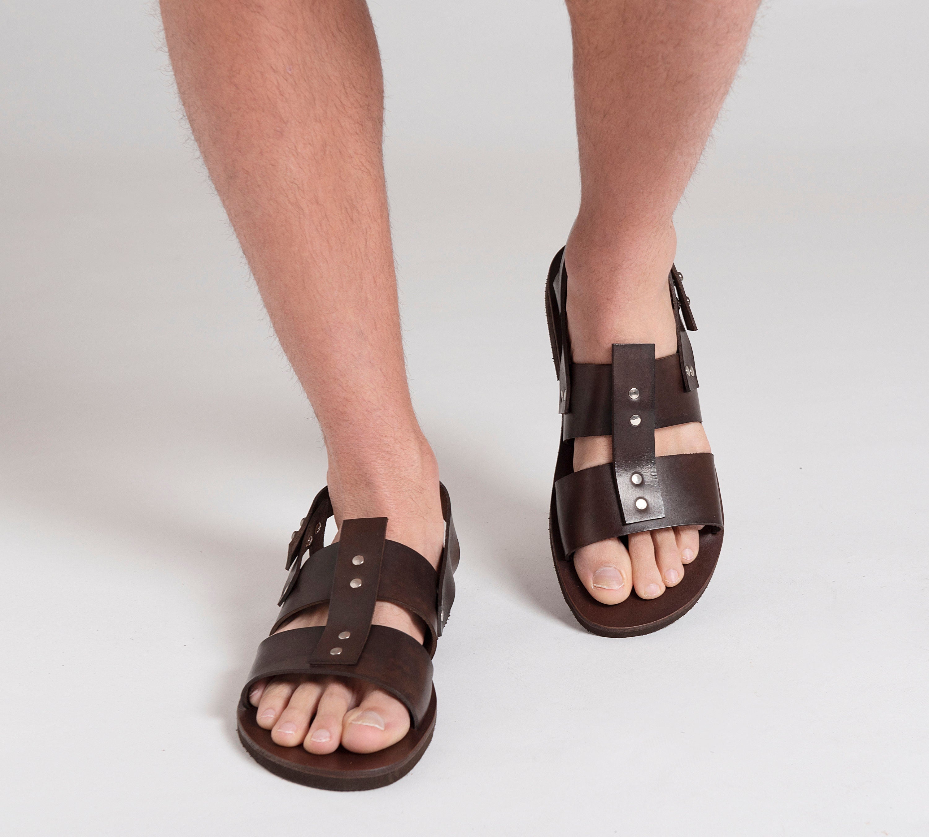 MENS LEATHER SANDALS slingback sandals summer shoes men "Atlas"