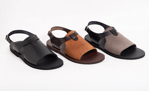 Handmade Greek Leather Sandals: Black Ankle Strap Summer Shoes