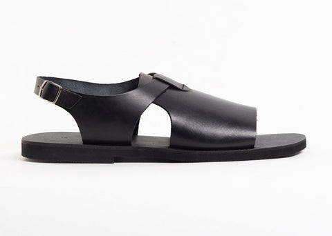Handmade Greek Leather Sandals: Black Ankle Strap Summer Shoes