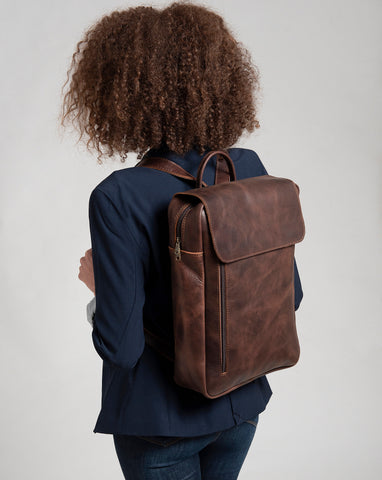 Full grain Italian Leather Backpack: 17" Laptop Bag, Handmade Rucksack