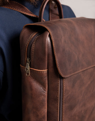 Full Grain Leather Laptop Backpack, Minimalist Rucksack
