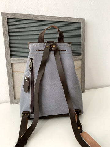 Suede Backpack Women: Leather Top, Fits 11" Laptop