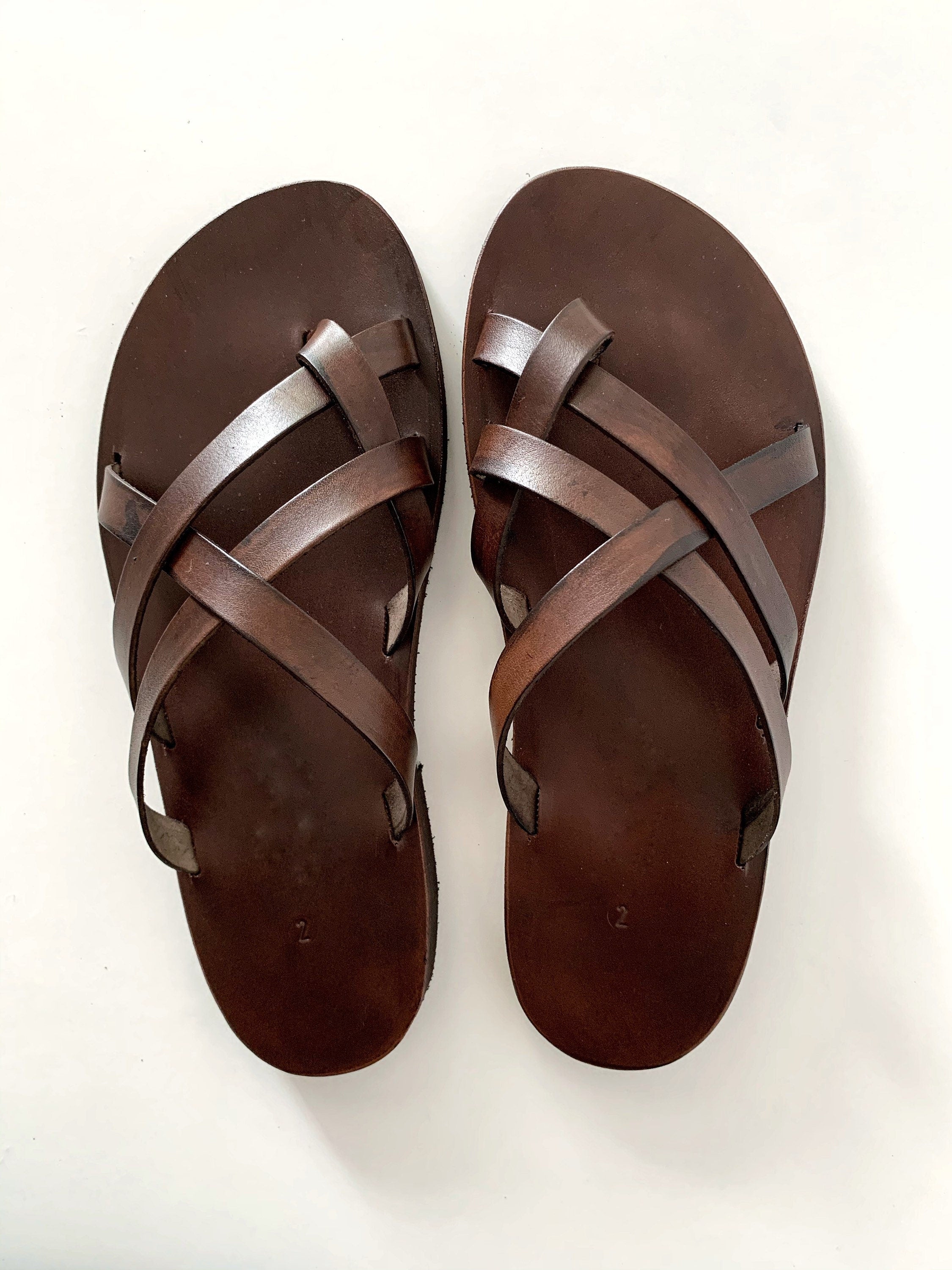 MENS LEATHER SANDALS, strappy summer shoes men "Pyrros"
