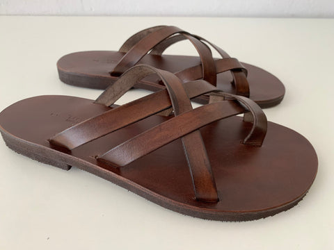 MENS LEATHER SANDALS, strappy summer shoes men "Pyrros"