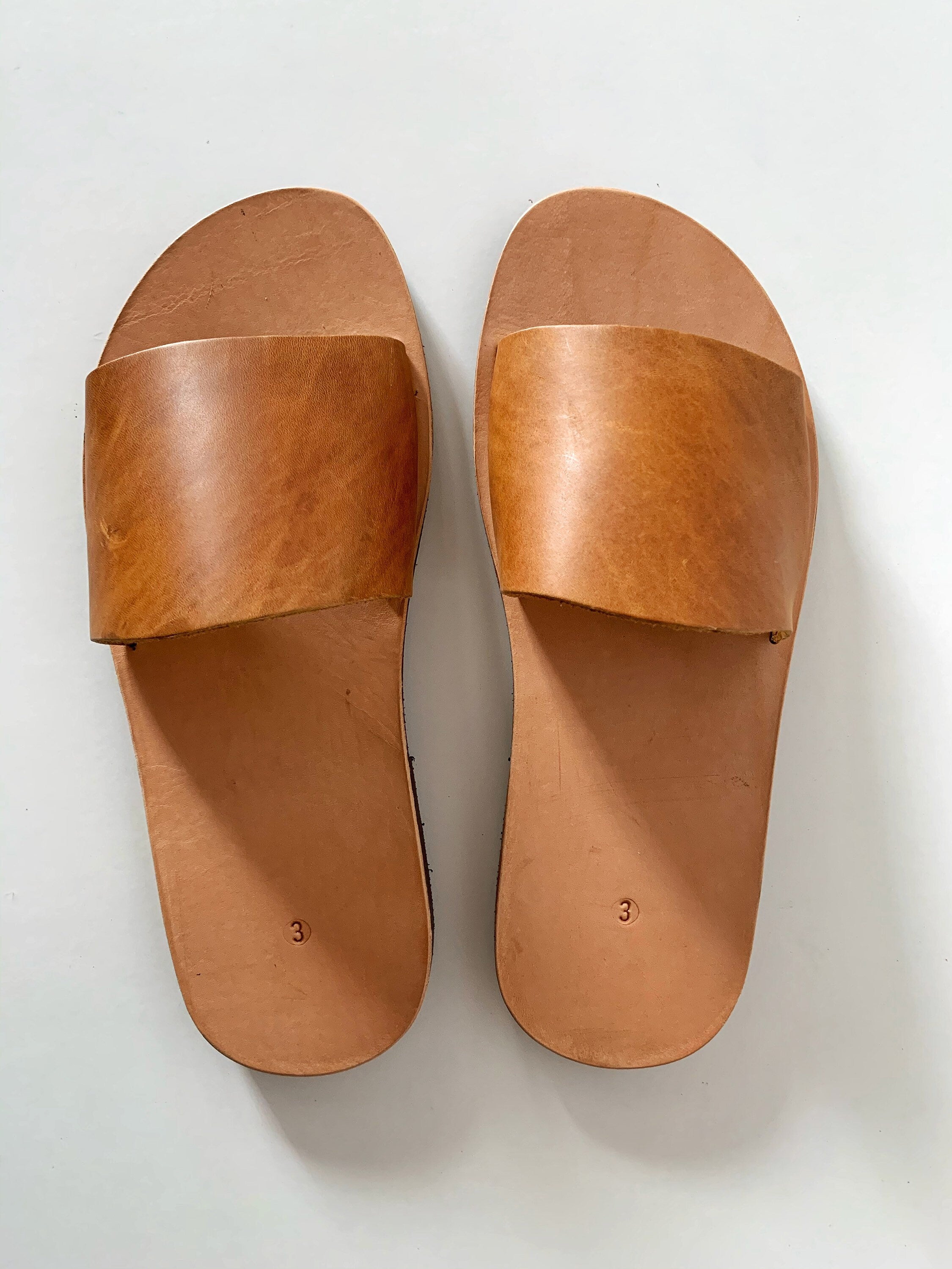 Handmade Leather Slides Mens: Greek Beach Sandals