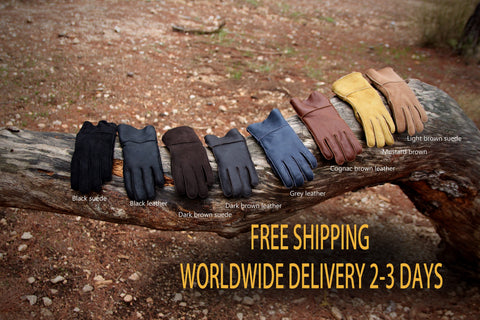 Sheepskin fur gloves in many colors for men/women