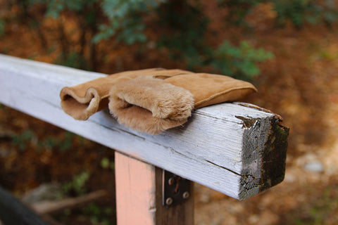 Handmade Shearling Gloves: Brown Sheepskin Wool Lined