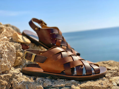 Handmade Greek Leather Strappy Sandals: Comfortable Summer Shoes
