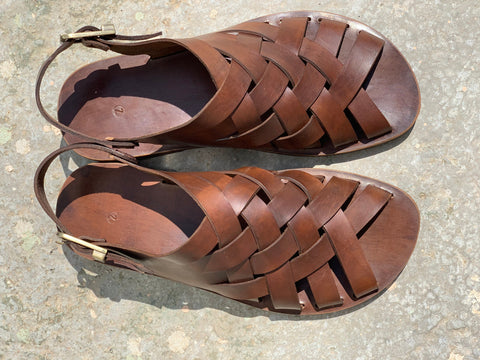 MENS LEATHER SANDALS, strappy summer shoes men "Hephaestus"
