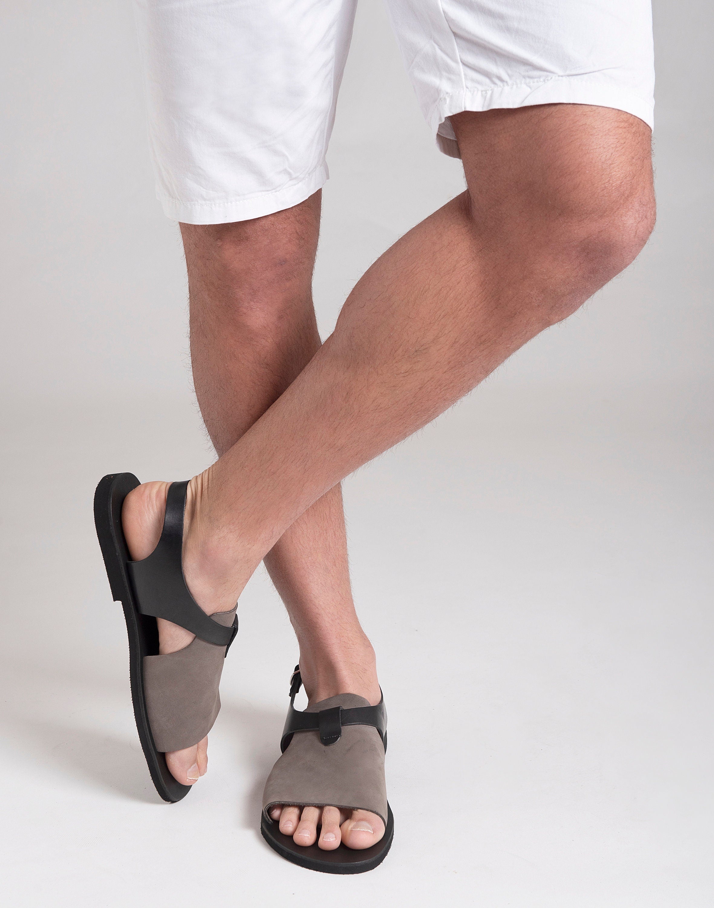 Handmade Greek Leather Sandals: Black Ankle Strap Summer Shoes