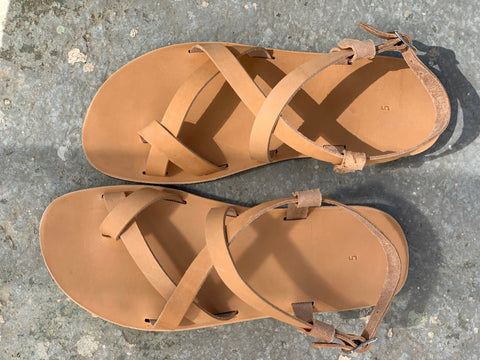MENS LEATHER SANDALS, strappy summer shoes men "Zeus"