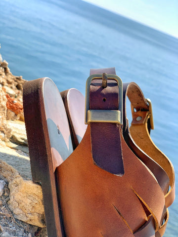 Handmade Greek Leather Strappy Sandals: Comfortable Summer Shoes