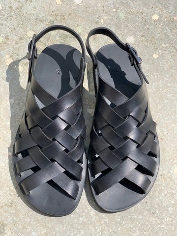 Tan Leather Ankle Strap Sandals: Handmade Grecian Style