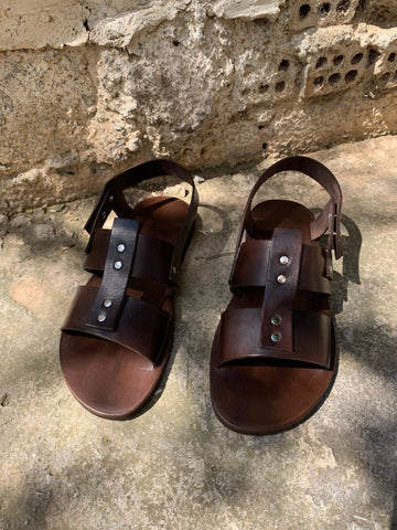 MENS LEATHER SANDALS slingback sandals summer shoes men "Atlas"