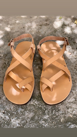 MENS LEATHER SANDALS, strappy summer shoes men "Zeus"