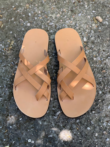 MENS LEATHER SANDALS, strappy summer shoes men "Pyrros"