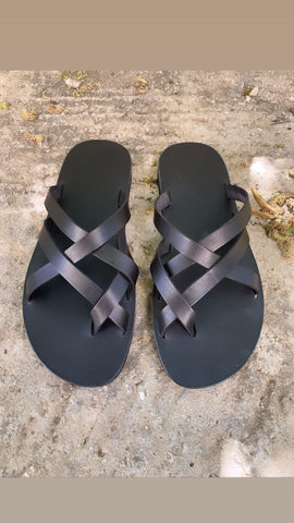 MENS LEATHER SANDALS, strappy summer shoes men "Pyrros"