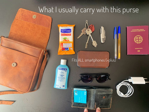 Small Leather Crossbody Purse Handmade Full Grain iPhone Bag