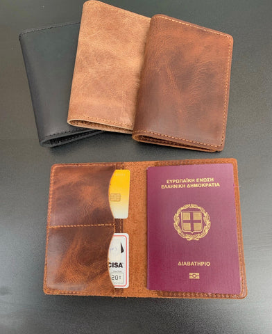 LEATHER PASSPORT COVER Personalized ,full grain leather travel wallet, credit card money holder