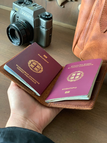 LEATHER PASSPORT COVER Personalized ,full grain leather travel wallet, credit card money holder