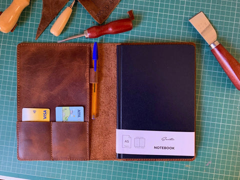 Personalized Leather Notebook Cover: Refillable Full Grain A5 Journal