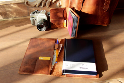 Personalized Leather Notebook Cover: Refillable Full Grain A5 Journal