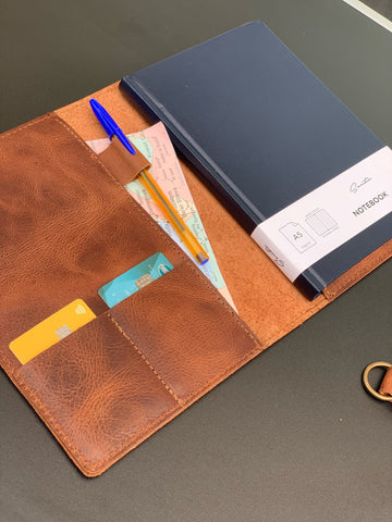 Personalized Leather Notebook Cover: Refillable Full Grain A5 Journal