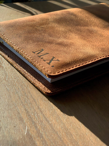 Personalized Leather Notebook Cover: Refillable Full Grain A5 Journal