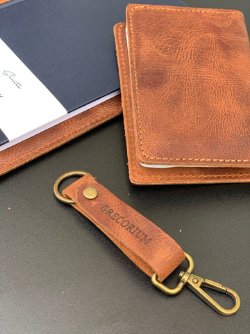 Personalized Leather Gift Set: Journal, Passport Holder, Keychain