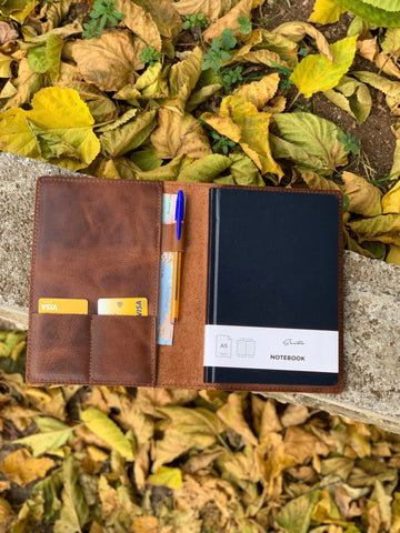 Personalized Leather Notebook Cover: Refillable Full Grain A5 Journal