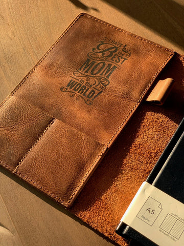 Personalized Leather Notebook Cover: Refillable Full Grain A5 Journal