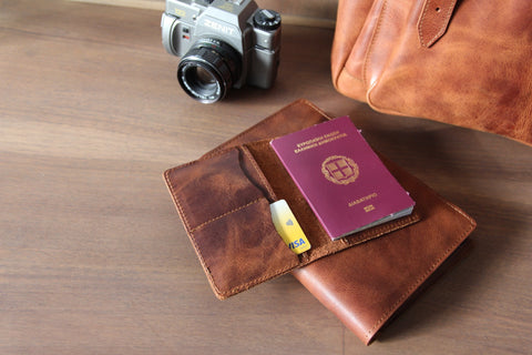 Personalized Leather Gift Set: Journal, Passport Holder, Keychain